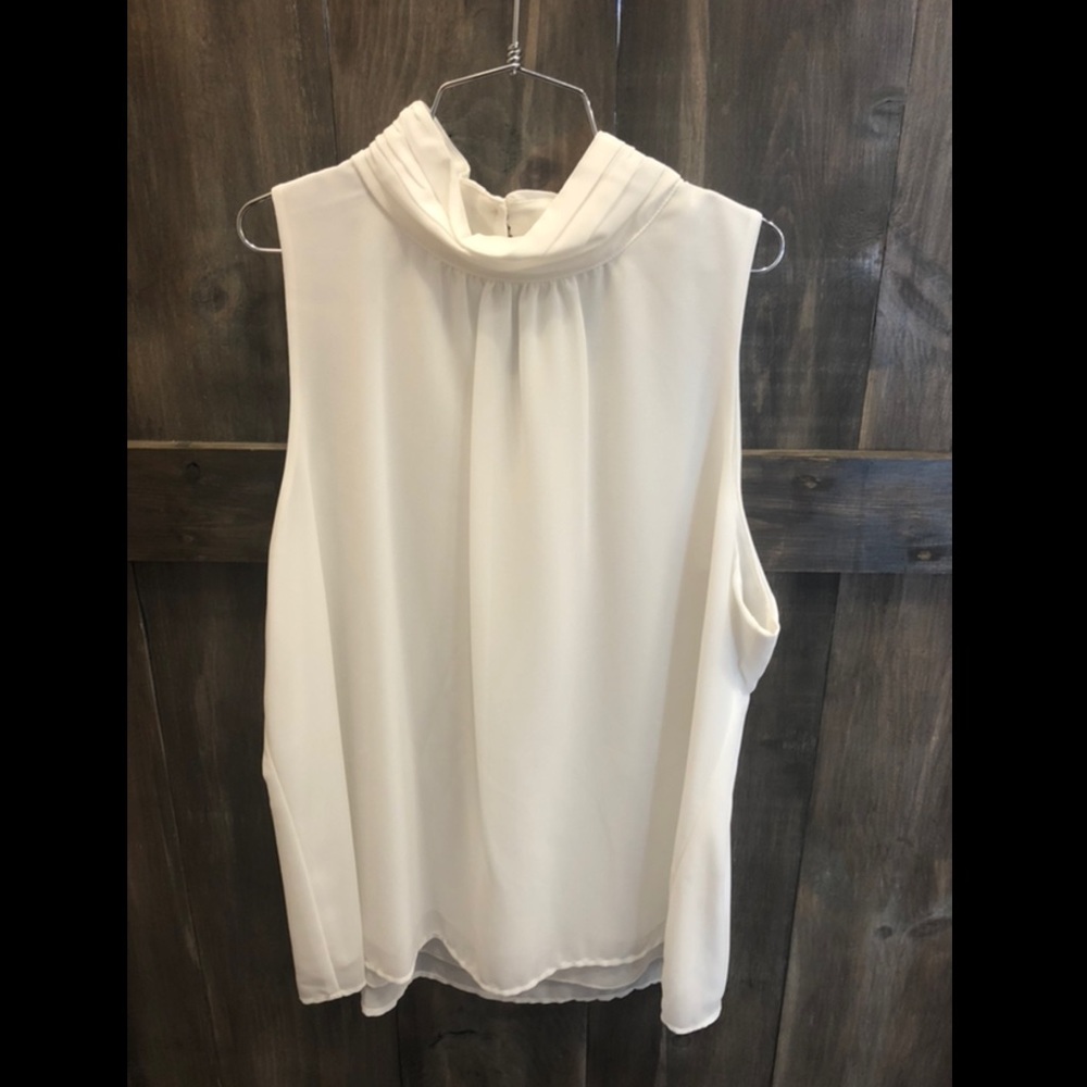 Ivory Chiffon Turtleneck Blouse